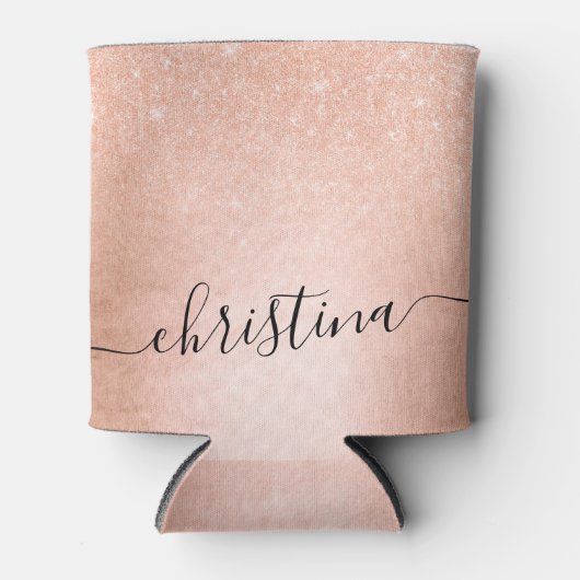 勾配エレガントかわいらし銅バラ金ゴールドグリッター 缶クーラー (正面)