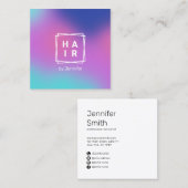 勾配エレガントカラフルホログラフィックヘア スクエア名刺 (正面/裏面)