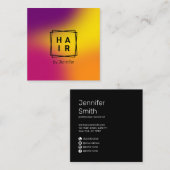勾配エレガントカラフルホログラフィックヘア スクエア名刺 (正面/裏面)