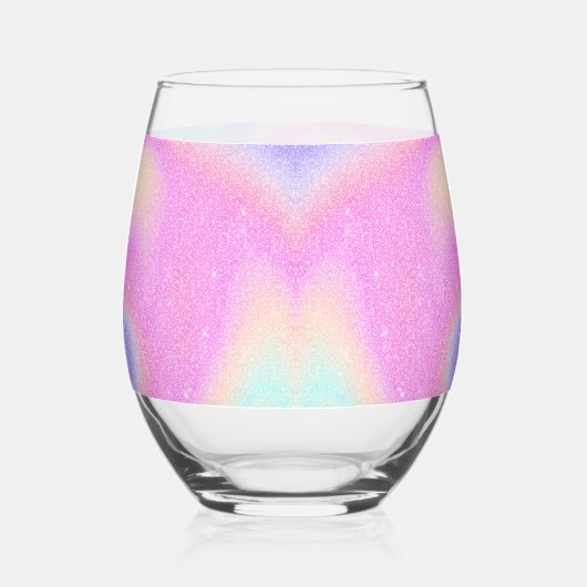 勾配エレガントグリッター旋回ホログラフィック ステムなしワイングラス (裏面)