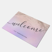 勾配エレガントバラ金ゴールドグリッター紫 ドアマット (アングル)