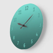 勾配シンプルカラフルティール（緑がかった色） ラージ壁時計 (傾斜)