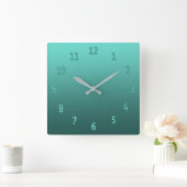 勾配シンプルティール（緑がかった色） スクエア壁時計 (ホーム)