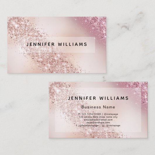 勾配バラ金ゴールドグリッターモダンエレガントサロン 名刺 (正面/裏面)