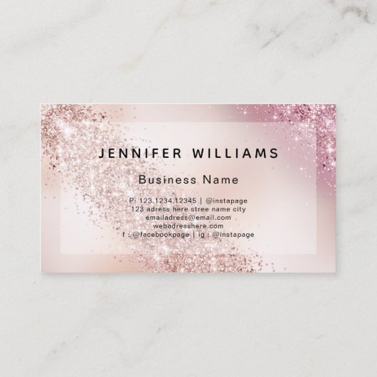 勾配バラ金ゴールドグリッターモダンエレガントサロン 名刺 (裏面)