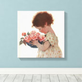 匂いをバラ キャンバスプリント (インサイチュ (ウッドフロア))