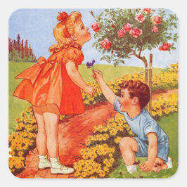 匂いを嗅ぐバラ スクエアシール