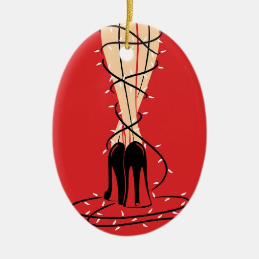 包まれたな楕円形のオーナメント セラミックオーナメント (正面)