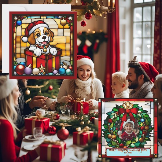 包まれたクリスマスの子犬のステンドガフェイクラス