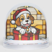 包まれたクリスマスの子犬のステンドガフェイクラス (正面)