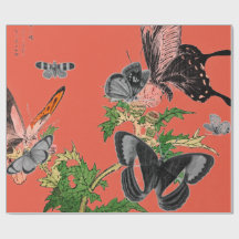 包み紙の蝶と赤日本の