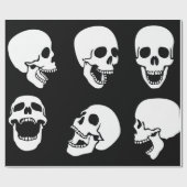 包み紙笑いスカル白黒 ラッピングペーパー (フラット)