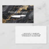 包丁 |金ゴールド黒の大理石 | Chef 名刺 (正面/裏面)