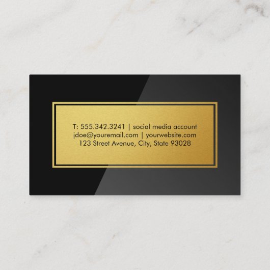 包丁 |黒の光沢 |金属金ゴールド 名刺 (裏面)