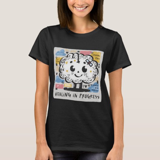 包帯をした脳 - 修復中 Tシャツ (正面)