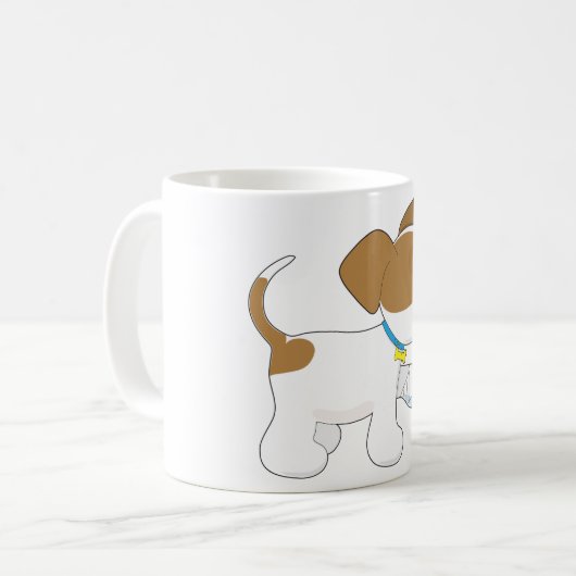 包帯をした足の子犬 コーヒーマグカップ (正面左)