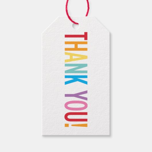 包装ありがとうはっきりしたカラフル虹文字 ギフトタグ (正面)