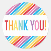 包装ありがとうはっきりしたカラフル虹文字 ラウンドシール (正面)