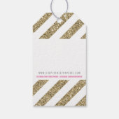 包装ありがとう可愛い金ゴールドグリッターストライプピンク ギフトタグ (裏面)