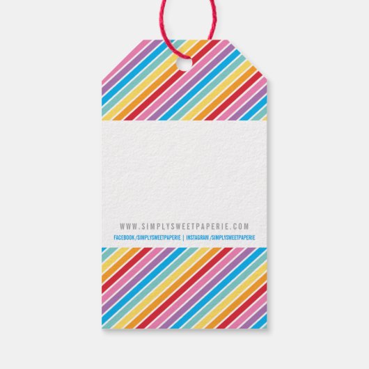 包装ありがとう明るいカラフルレインボーストライプ ギフトタグ (裏面)