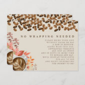 包装が不要な秋コーヒーベビーシャワー エンクロージャーカード (正面/裏面)