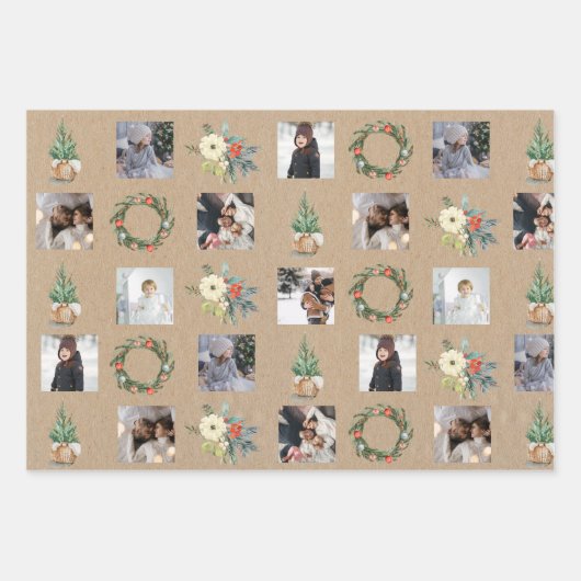 包装クラフ素朴トクリスマス紙 ラッピングペーパーシート (正面)