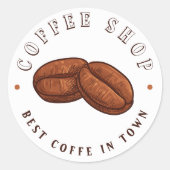 包装コーヒーショップブラウンカフェインカプチーノ ラウンドシール (正面)