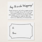 包装ミニマルブライダルシャワーギフトカードにノーと言う (正面&裏面)