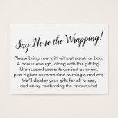 包装ミニマルブライダルシャワーギフトカードにノーと言う (正面)