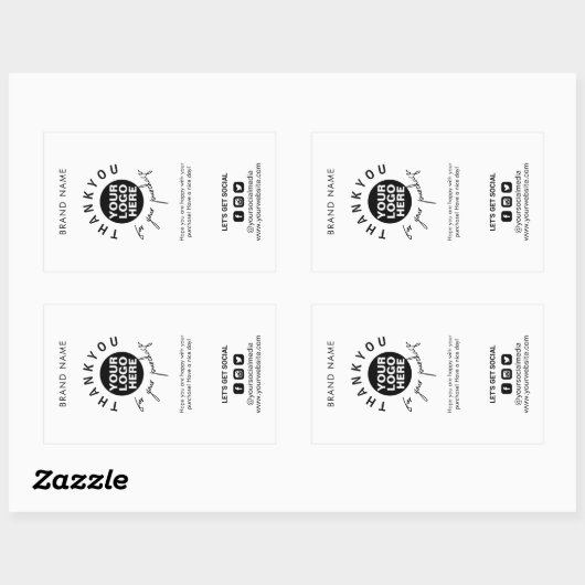 包装ロゴありがとうお送り箱シールラベル 長方形シール (シート)