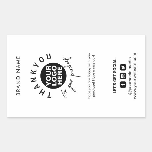 包装ロゴありがとうお送り箱シールラベル 長方形シール (正面)