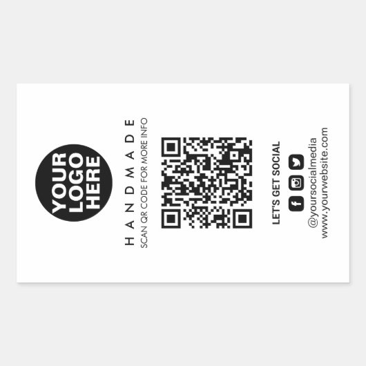 包装ロゴQRコード出荷ボックスシールラベル 長方形シール (正面)