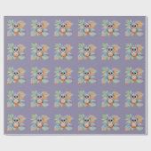 包装紙とベビーフクロウ&リーフデザイン ラッピングペーパー (フラット)