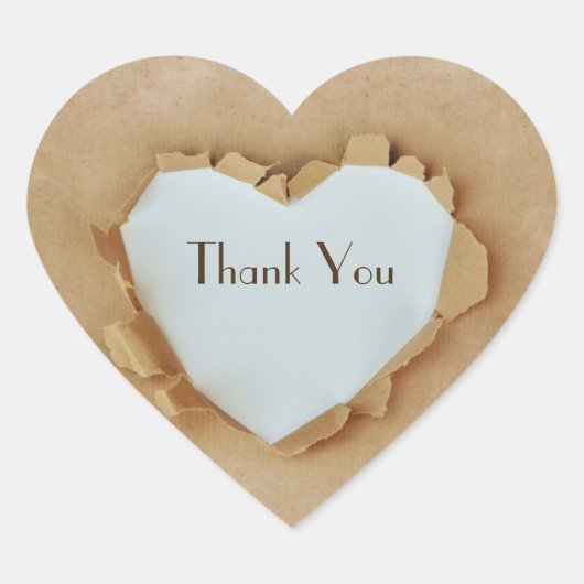 包装紙のバッグの素朴なハートの結婚披露宴 ハートシール (正面)