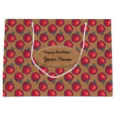 包装紙のラベルの赤いりんご ラージペーパーバッグ (正面)