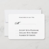 包装紙の刺激を受けたで白いリースのモノグラムRSVP 出欠カード (裏面)