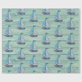 包装紙の流木のビーチのヒスイ、ヨットのデザイン ラッピングペーパー (フラット)