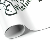 包装紙の"メリークリスマス"の緑および白 ラッピングペーパー (ロールコーナー)