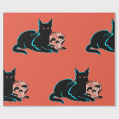 包装紙アニメート黒猫スカル ラッピングペーパー (フラット)