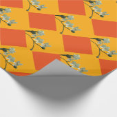 包装紙オーキッドフラワーオレンジハーレキン ラッピングペーパー (角)