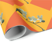 包装紙オーキッドフラワーオレンジハーレキン ラッピングペーパー (ロールコーナー)