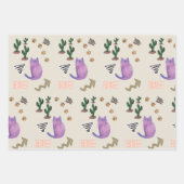 包装紙シーツ猫の魚サボテンの前足ミウ ラッピングペーパーシート (正面3)