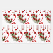 包装紙シートバレンタイン赤いハート牛 ラッピングペーパーシート (正面3)