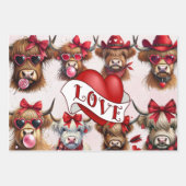 包装紙シートバレンタイン赤いハート牛 ラッピングペーパーシート (正面2)