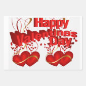 包装紙シートバレンタイン赤いハート牛 ラッピングペーパーシート (正面)