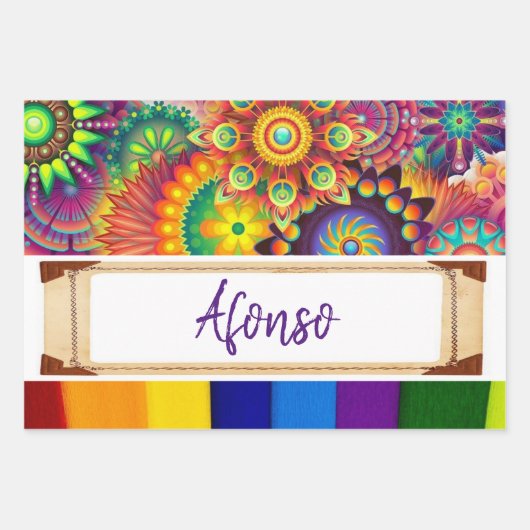 包装紙シートフローラストライプ ラッピングペーパーシート (正面)