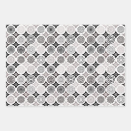 包装紙セット3枚抽象芸術曼荼羅 ラッピングペーパーシート