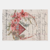 包装紙セット(3)ヴィンテージテーマクリスマス03 ラッピングペーパーシート (正面)