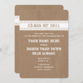 包装紙及びレースの刺激を受けたな卒業の招待状 招待状 (正面/裏面)