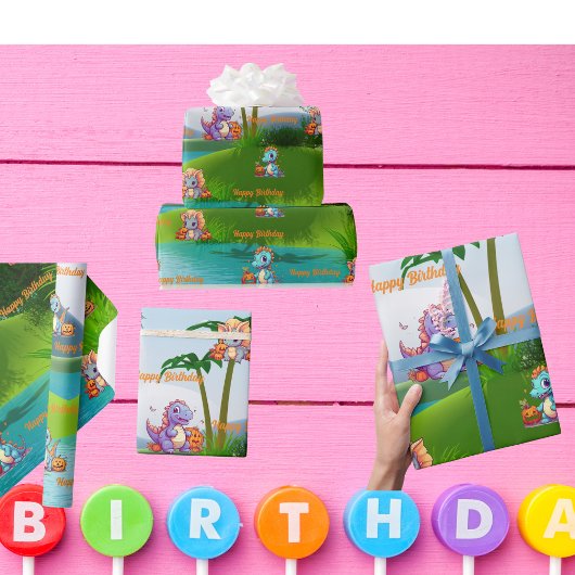 包装紙子供の誕生日ギフトベビー恐竜 ラッピングペーパー